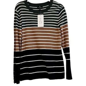 NWT Marble Ombré Crew Neck Striped Sweater Small